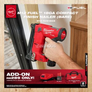 MILWAUKEE M12 FUEL 18GA COMPACT FINISH NAILER M12 FCN18GS-0 (BARE TOOL)