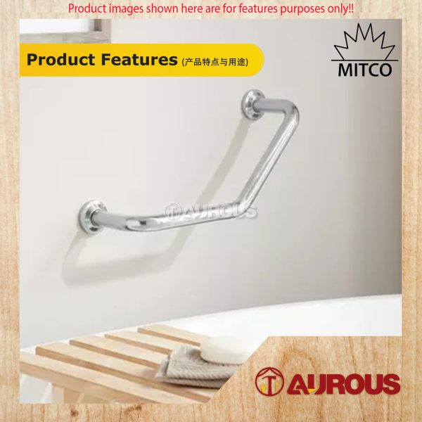 MITCO STAINLESS STEEL 120 DEGREE L SHAPE GRAB BAR (18'' DIA:32MM) MT493B - Image 3