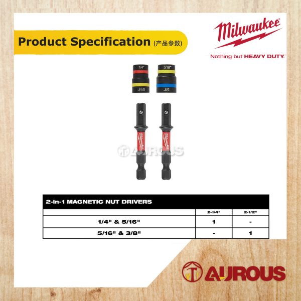 MILWAUKEE SHOCKWAVE IMPACT DUTY QUIK CLEAR  MAGNETIC NUT DRIVER SET (2PCS/PKT) 49-66-4568 - Image 3