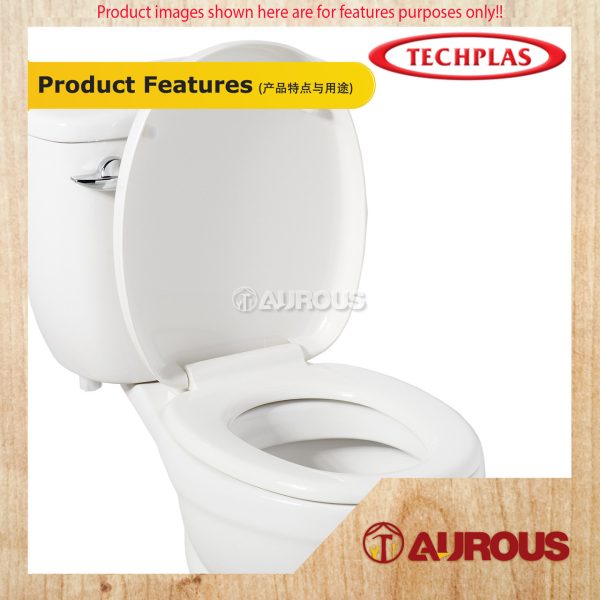 TECHPLAS HEAVY DUTY SUPREME SOFT CLOSE TOILET SEAT & COVER (TSS-4126 - 1.65KG) - Image 4
