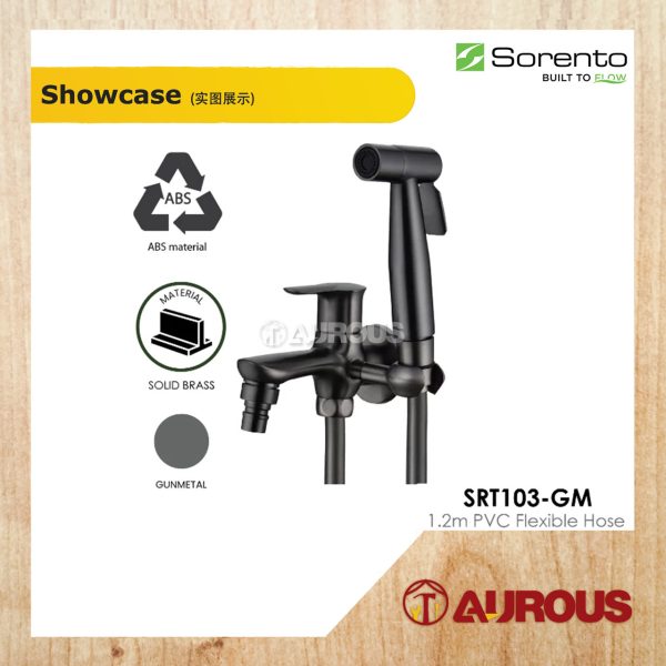 SORENTO TWO WAY TAP C/W HAND BIDET & 1.2M FLEXIBLE HOSE SPRAY SET (SRT102-RG / SRT103-GM / SRT104-GY) - Image 4