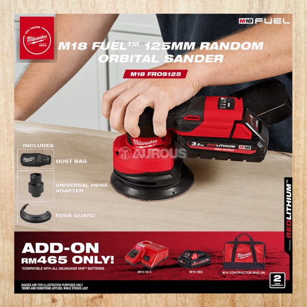 MILWAUKEE M18 FUEL 125MM RANDOM ORBITAL SANDER M18 FROS125-0 (BARE TOOL)