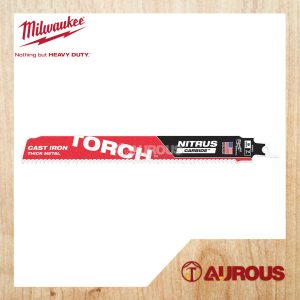 MILWAUKEE 9'' 8TPI TORCH WITH NITRUS CARBIDE SAWZALL BLADE FOR CAST IRON THICK METAL 48-00-5262 (1 PC/PKT)