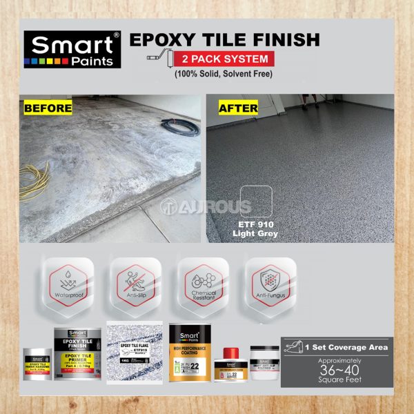 SMART EPOXY TILE FINISH COMPLETE SET (PRIMER ETP BROWN 04 + 2K PU 22 + FLAKE + ANTI-SLIP POLYMER) - Image 8