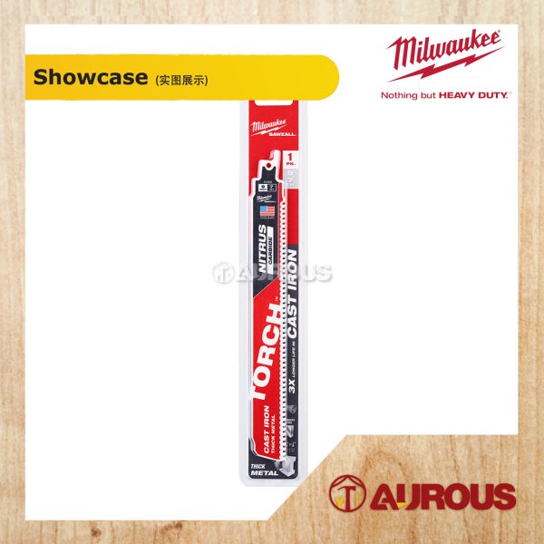 MILWAUKEE 9'' 8TPI TORCH WITH NITRUS CARBIDE SAWZALL BLADE FOR CAST IRON THICK METAL 48-00-5262 (1 PC/PKT) - Image 2