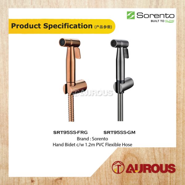 SORENTO SRT95SS HAND BIDET C/W 1.2M PVC FLEXIBLE HOSE SPRAY SET WITH HOLDER (SRT95SS-FRG / SRT95SS-GM) - Image 4