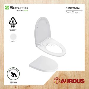 SORENTO SOFT CLOSE TOILET BOWL SEAT COVER PP MATERIAL C/W STAINLESS STEEL BRACKET SRTSCBD324 (L450xW378xH55mm)