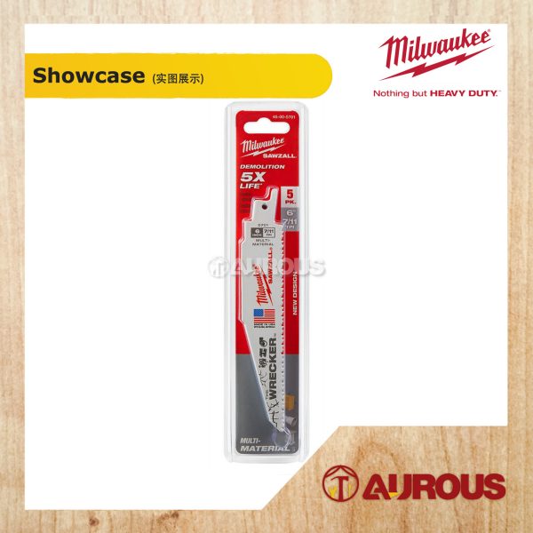 MILWAUKEE 6'' 7/11 TPI MULTI MATERIAL WRECKER SAWZALL BLADE 48-00-5701 (5 PCS/PKT) - Image 2