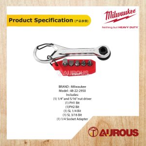 MILWAUKEE 7 IN 1 MULTI-BIT MINI RATCHET 48-22-2950 - Image 5