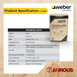 Alternative view of E MIX EASI SCREED CEMENT-BASED MORTAR FOR LEVELLING OF CONCRETE FLOOR AND REPAIR OF SCREEDING (40KG)