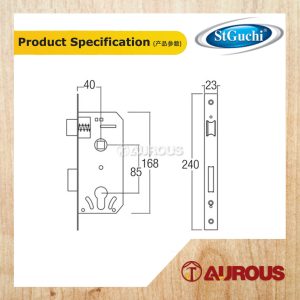 ST GUCHI LEVER MORTISE COMPLETE LOCKSET WITH MORTISE SASH LOCK AND 60MM DOUBLE KEY PROFILE CYLINDER (SGLM-4085/IZ001/D60) - Image 7