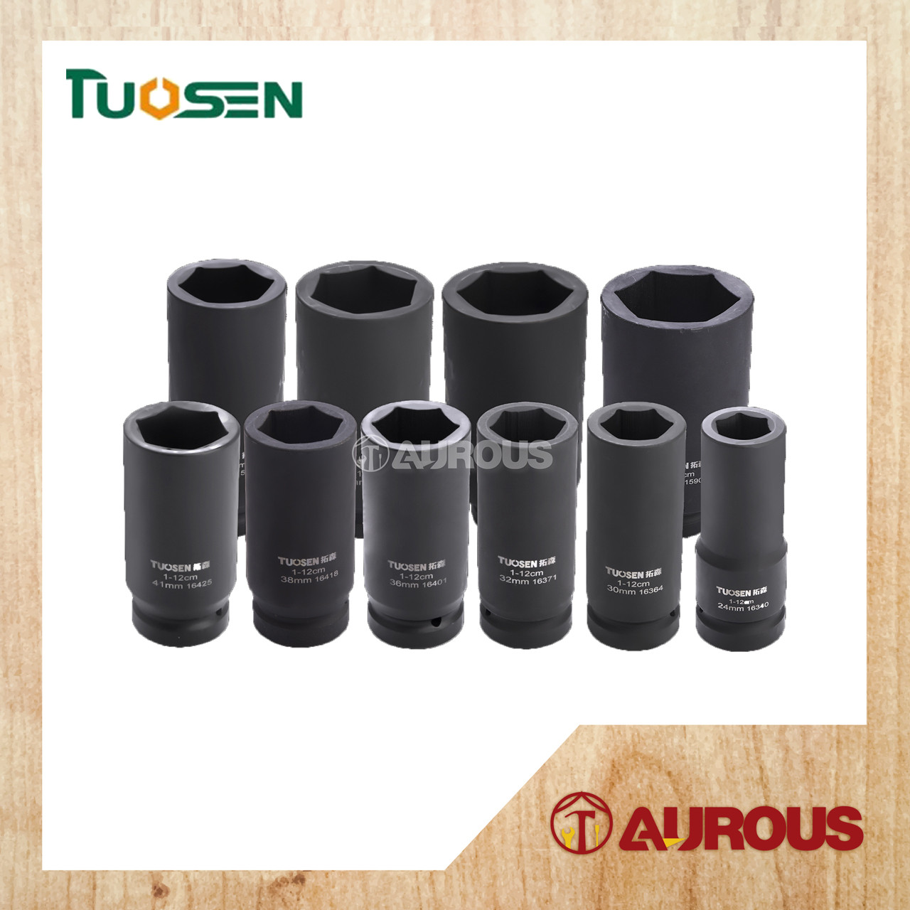 TUOSEN 1'' 6PT SPANNER IMPACT SOCKET (BLACK STEEL CR-MO) LENGTH 120MM & 160MM (SIZE 24MM-65MM)