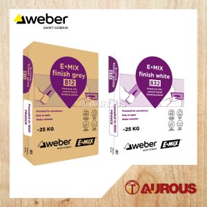 E MIX FINISH PREMIXED THIN CEMENT-BASED FINISHING PLASTER FOR WALL AND CEILING IN DRY OR WET INTERIOR ONLY 25KG (WHITE/GREY)