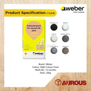 Alternative view of WEBER WEBERFILL FINE GROUT COLOURED GROUT FOR NARROW TILE JOINT (20KG)