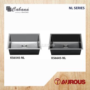 CABANA NL SERIES STAINLESS STEEL HANDMADE UNDERMOUNT NANOGRAIN KITCHEN SINK SINGLE BOWL (KS6545-NL / KS6645-NL-BL)