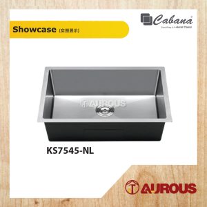 Alternative view of CABANA NL SERIES STAINLESS STEEL HANDMADE UNDERMOUNT NANOGRAIN KITCHEN SINK SINGLE BOWL (KS7545-NL / KS7545-BL-NL)