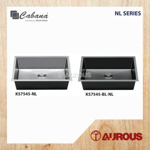 CABANA NL SERIES STAINLESS STEEL HANDMADE UNDERMOUNT NANOGRAIN KITCHEN SINK SINGLE BOWL (KS7545-NL / KS7545-BL-NL)