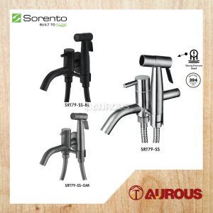 SORENTO STAINLESS STEEL 304 TWO WAY TAP C/W HAND BIDET & 1.2M FLEXIBLE HOSE SPRAY SET SRT79 (SS/MB/GM)