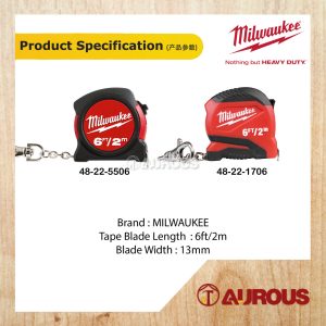 MILWAUKEE KEY CHAIN MEASURING TAPE 2 METER 48-22-5506 / 48-22-1706 - Image 6