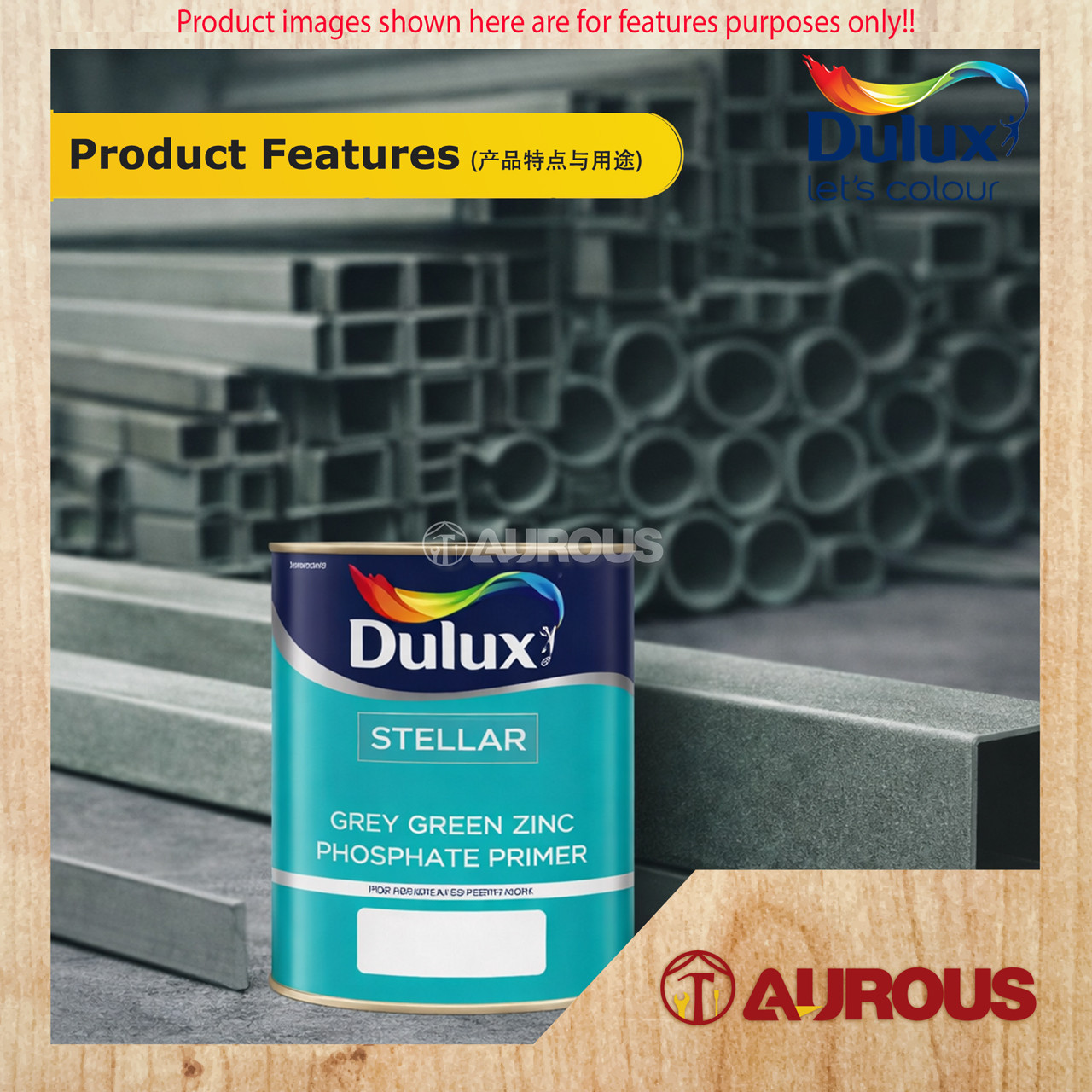 DULUX STELLAR GREY GREEN ZINC PHOSPHATE PRIMER 5 LITRE (A500-388) - Image 3