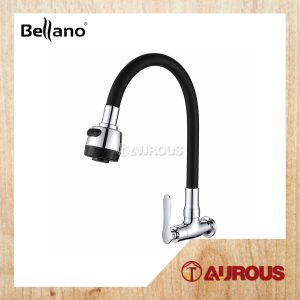 BELLANO BLN WALL MOUNTED SINK COLD TAP BLACK SILICONE HOSE (BLN-1701W-ZP)