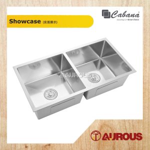 Alternative view of CABANA NL SERIES STAINLESS STEEL HANDMADE UNDERMOUNT NANOGRAIN KITCHEN SINK DOUBLE BOWL (KS8846-NL / KS8845-BL-NL)