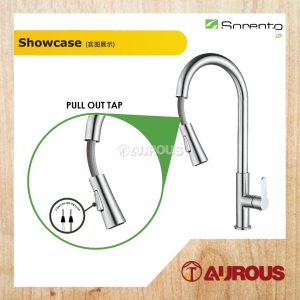 Alternative view of SORENTO STAINLESS STEEL 304 KITCHEN PILLAR MOUNTED COLD TAP WITH PULL OUT SHOWER (SRTKT72SS / SRTKT72SS-RG / SRTKT72SS-BL)