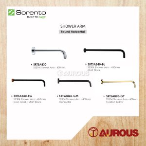 SORENTO STAINLESS STEEL 304 ROUND HORIZONTAL SHOWER ARM 1/2'' FOR RAIN SHOWER EXTENSION PIPE