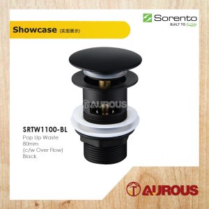 Alternative view of SORENTO SOLID BRASS POP UP WASTE 80MM C/W OVERFLOW SRTW1100-BL / W/O OVERFLOW SRTW1200-BL