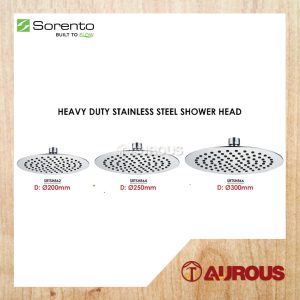 SORENTO SUS304 HEAVY DUTY ROUND SHAPE HEAD SHOWER RAIN SHOWER (SRTSH862 / SRTSH864 / SRTSH866)