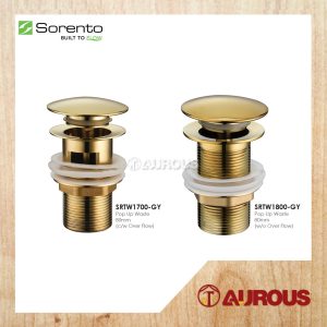 SORENTO SOLID BRASS POP UP WASTE 80MM C/W OVERFLOW SRTW1700-GY / W/O OVERFLOW SRTW1800-GY