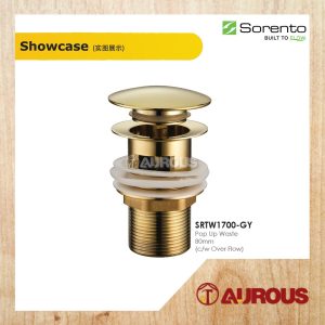 Alternative view of SORENTO SOLID BRASS POP UP WASTE 80MM C/W OVERFLOW SRTW1700-GY / W/O OVERFLOW SRTW1800-GY