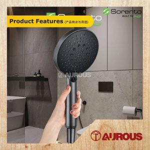 SORENTO 3 FUNCTIONS ABS HAND SHOWER C/W 1.5M PVC FLEXIBLE HOSE & HOLDER (SRTSS5727-GM) - Image 5