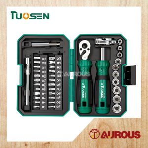 TUOSEN 40PCS MULTI FUNCTIONAL 1/4" MINI RATCHET WRENCH AUTOMOTIVE SPANNER SOCKET AND SCREW BIT SET (253250)