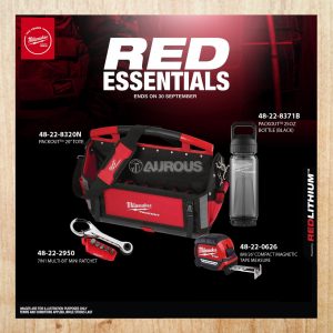 [LIMITED EDITION] MILWAUKEE RED ESSENTIALS PACKOUT 20'' TOTE BAG COMBO (48-22-8320N , 48-22-8371B , 48-22-2950 , 48-22-0626)