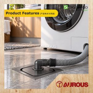 SORENTO ANTI-ODOUR WASHING MACHINE FLOOR TRAP 150 X 150MM SRT6651-GM (GUN METAL) - Image 5