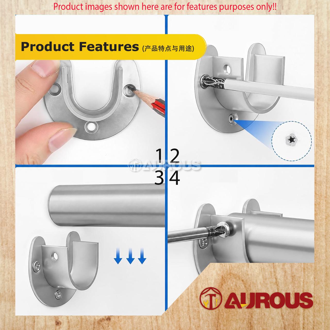 1 UNIT-STAINLESS STEEL 304 U SHAPE HANGING END TYPE TOWEL ROD HOLDER (22MM) - Image 8