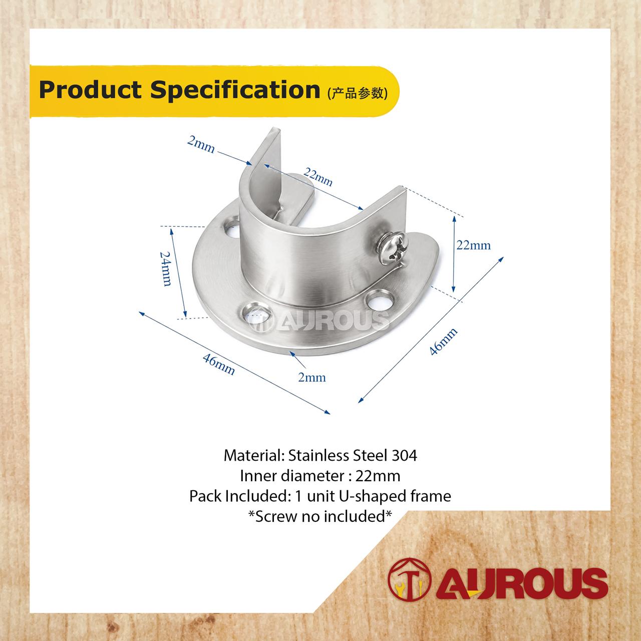 1 UNIT-STAINLESS STEEL 304 U SHAPE HANGING END TYPE TOWEL ROD HOLDER (22MM) - Image 5