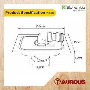 SORENTO ANTI-ODOUR WASHING MACHINE FLOOR TRAP 150 X 150MM SRT6651-GM (GUN METAL) - Image 4