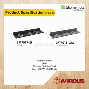 SORENTO STAINLESS STEEL SHELF L500xW110xH40MM (SRT7017-BL / SRT7018-GM) - Image 4